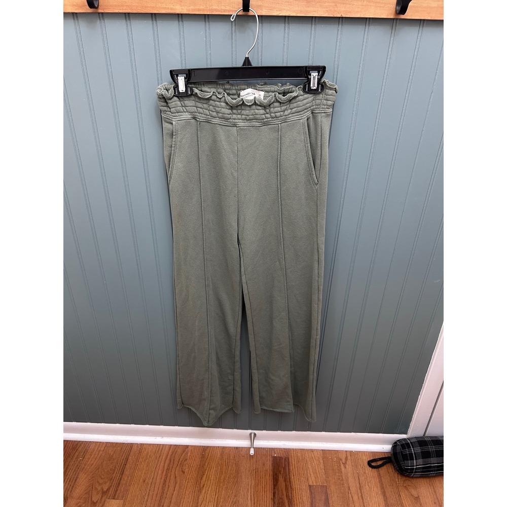 Abercrombie‎ Fitch Soft A&F Collection Olive Green Jogger Pants Lounge XS Ruffle